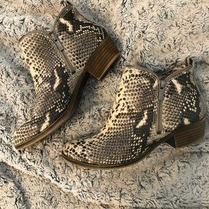 Snake print booties